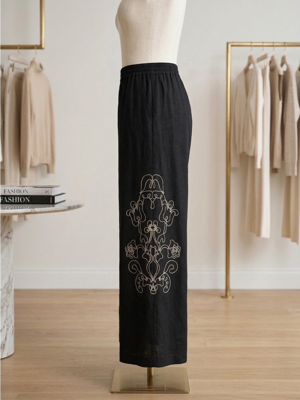 NWOT Adrianna Papell Embroidered Palazzo Pants - Picture 3 of 3